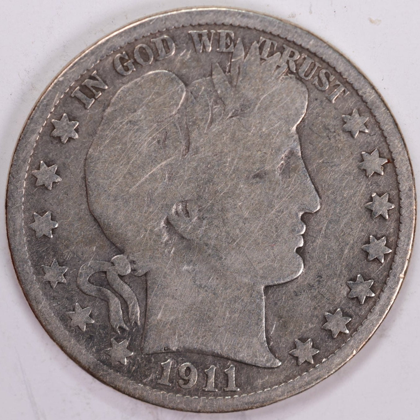 1911-D Barber Half Dollar, Very Good Circulated Coin, Details, Store #HR0975
