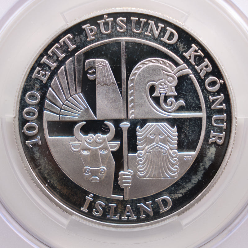 2000 Leif Erikson Silver Dollar, Commemorative., CAC UNC Details.,