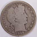 1908-O Barber Half Dollar, Good Circulated Coin, Store