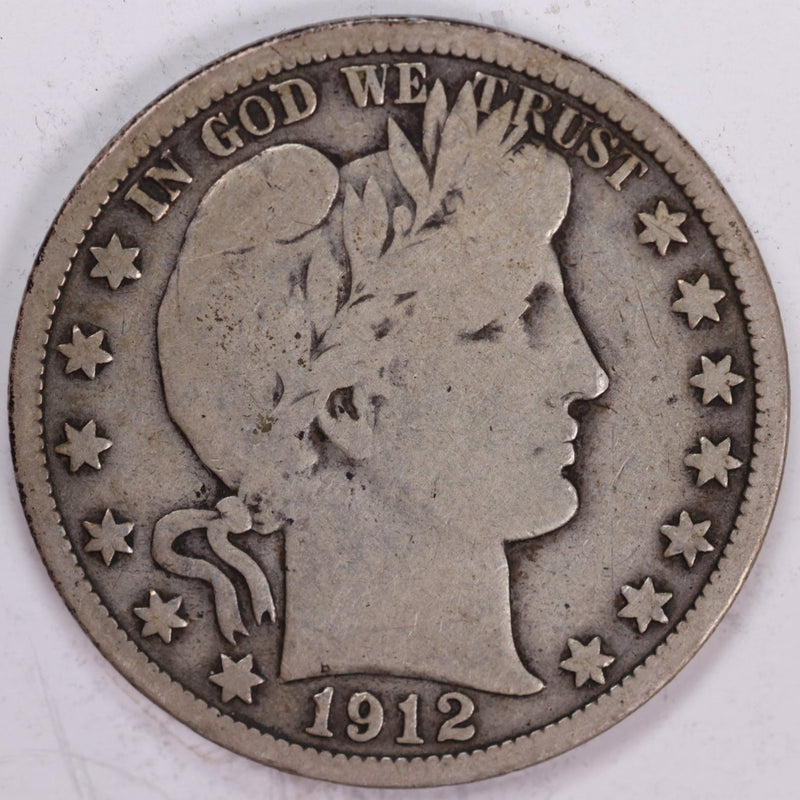 1912 Barber Half Dollar, Very Good Circulated Coin, Store