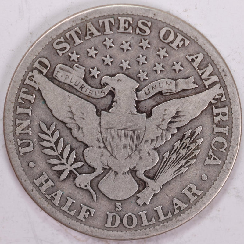 1912-S Barber Half Dollar, Very Good+ Circulated Coin, Store