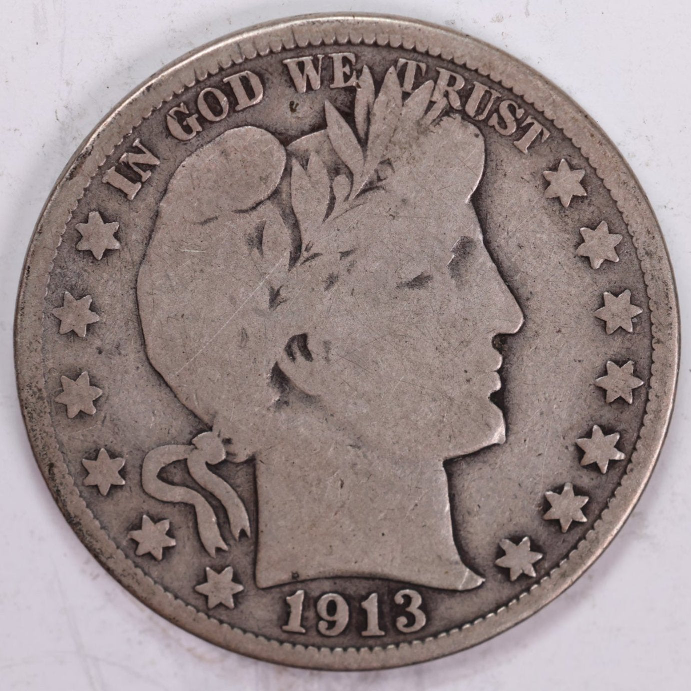 1913 Barber Half Dollar, Very Good Circulated Coin, Store #HR1010