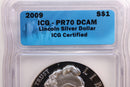 2009-P Abe Lincoln, Silver Commemorative, ICG PR-70.,