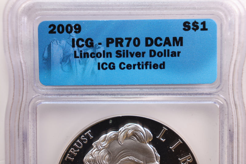 2009-P Abe Lincoln, Silver Commemorative, ICG PR-70.,