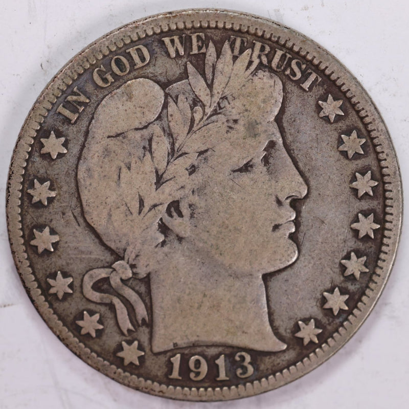 1913 Barber Half Dollar, Almost Fine Circulated Coin, Store