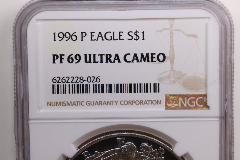 1996-P Proof American Silver Eagle, Certified NGC PF69. Store