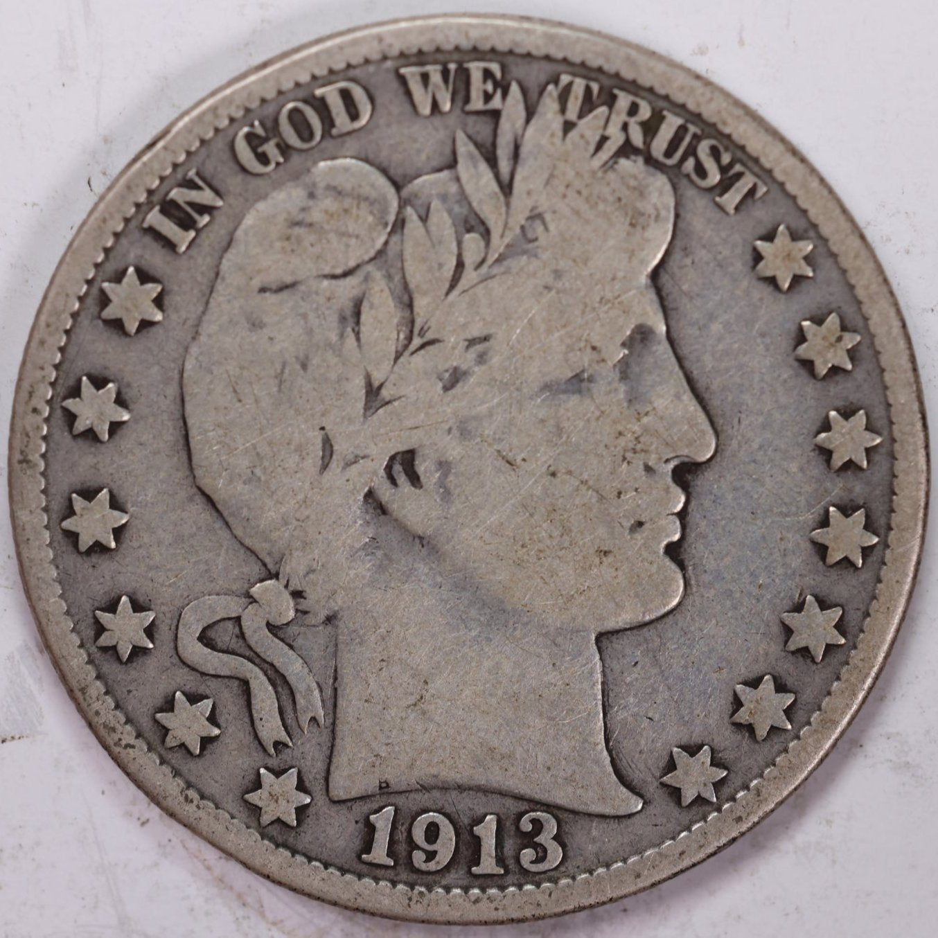 1913-S Barber Half Dollar, Very Good Circulated Coin, Store #HR1013
