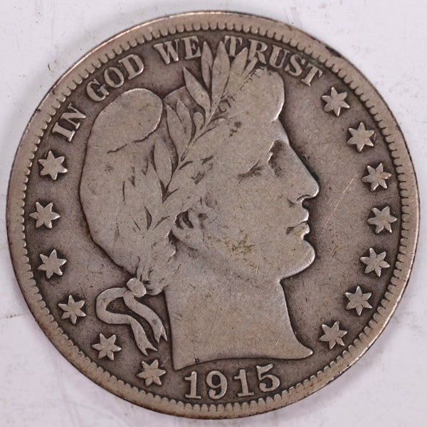 1915 Barber Half Dollar, Fine Circulated Coin, Store #H915.01