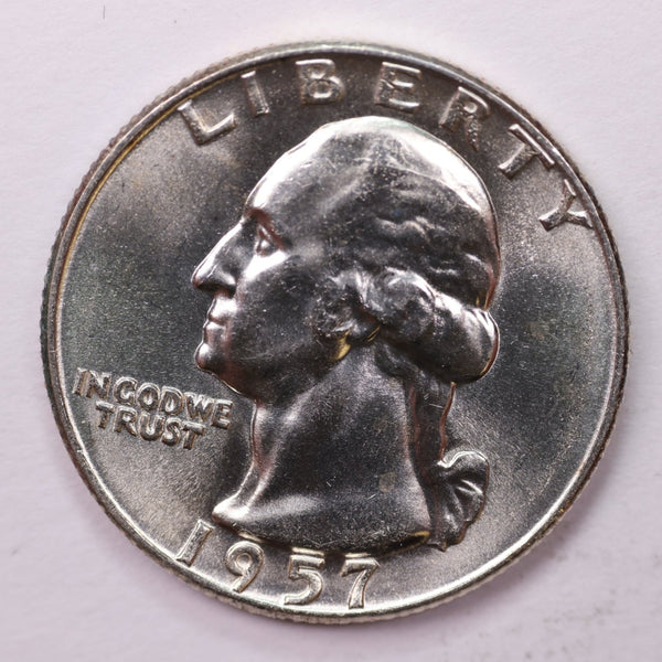 1957-D Washington Silver Quarter, Affordable Uncirculated Collectible Coin. Sale #0353618