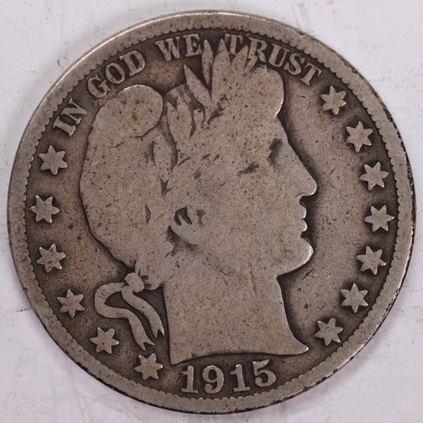 1915-S Barber Half Dollar, Very Good Circulated Coin, Store #H915S01