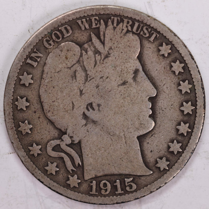 1915-S Barber Half Dollar, Very Good Circulated Coin, Store