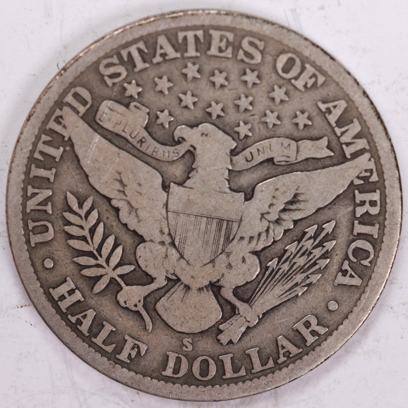 1915-S Barber Half Dollar, Very Good Circulated Coin, Store #HR1036