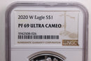2020-W American Silver Eagle, Proof Strike., NGC PF-69., Store GSE016.