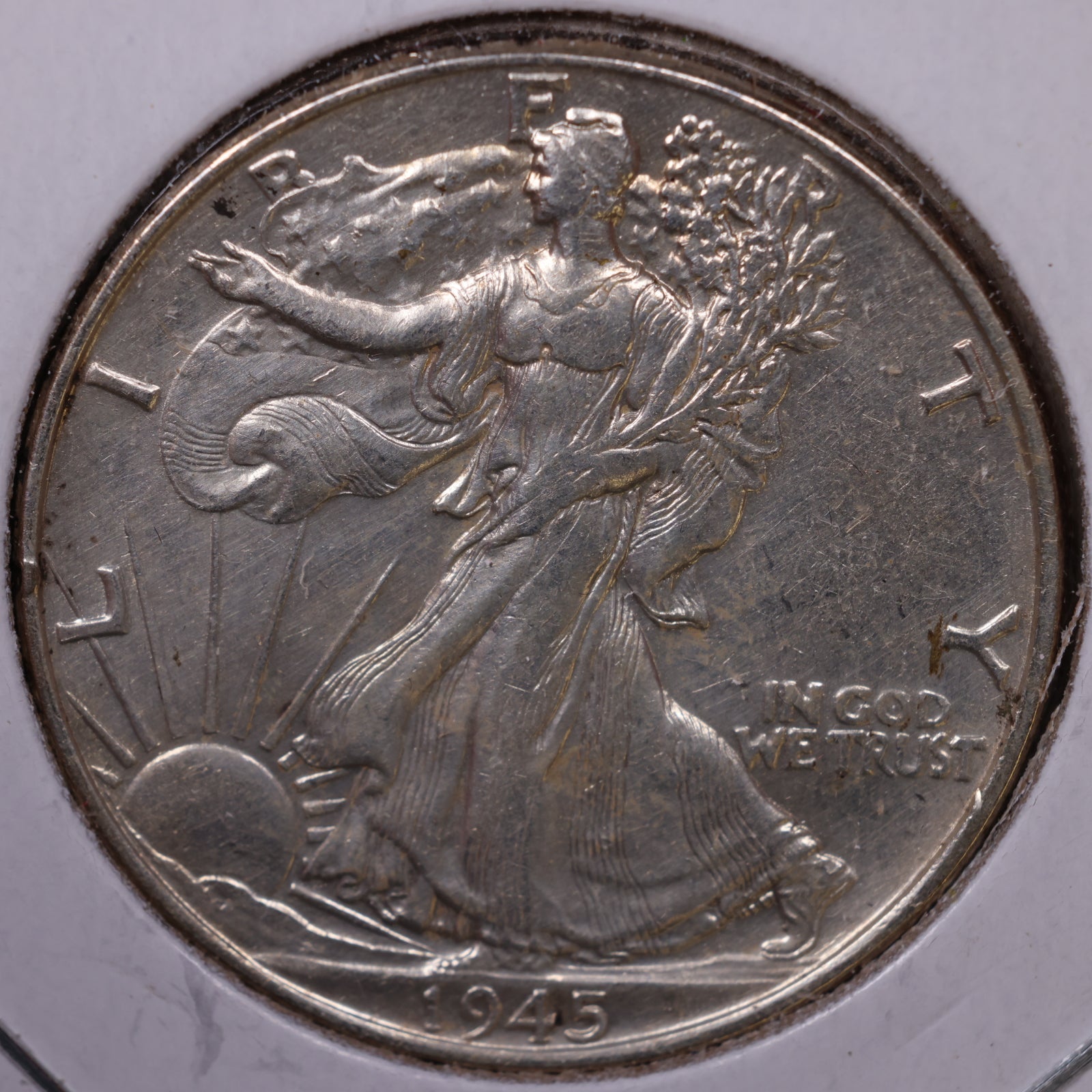 1945 Walking Liberty Half Dollar, Very Fine+ Circulated Coin, Store #HR405