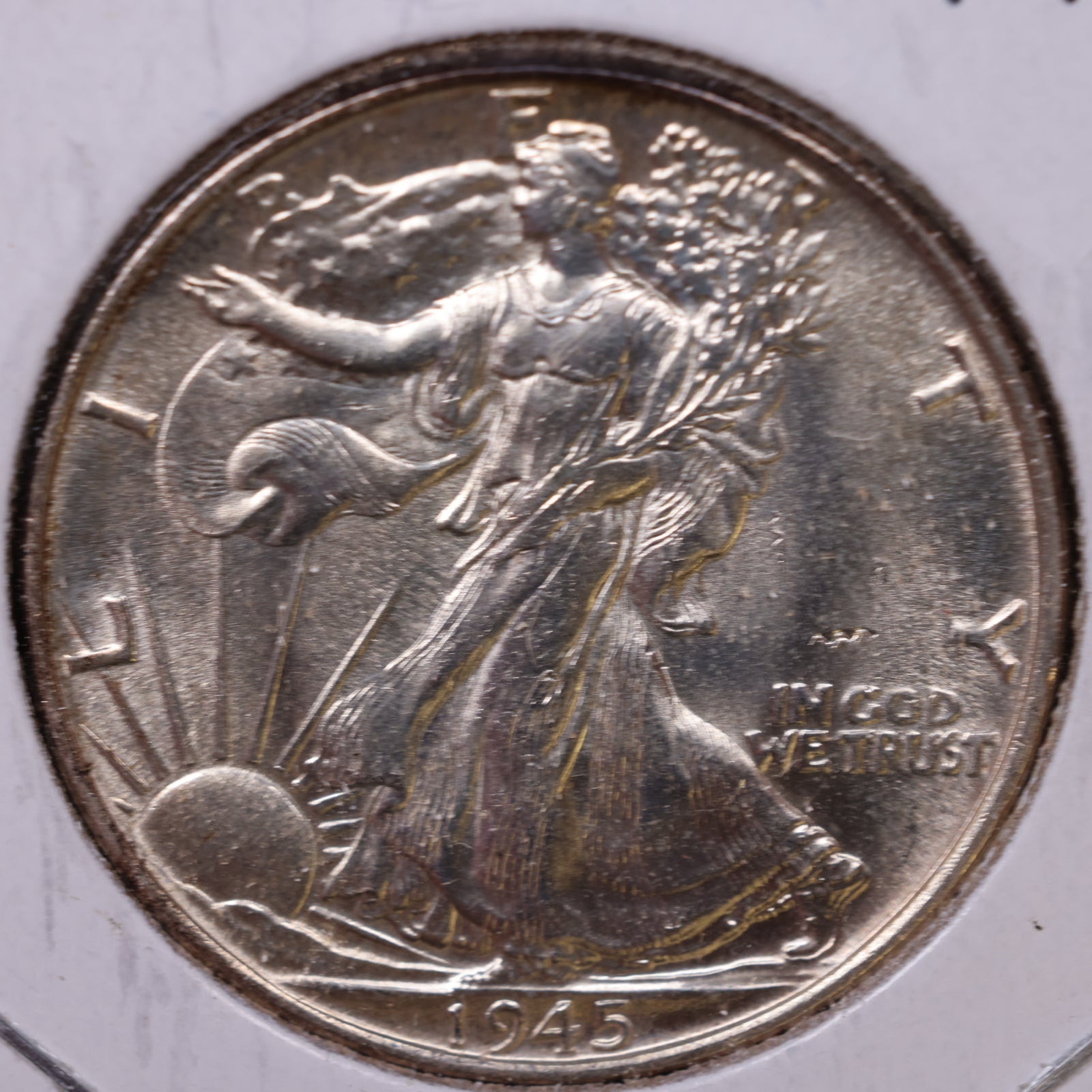 1945 Walking Liberty Half Dollar, About Uncirculated Coin, Store #HR406