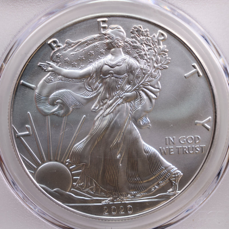 2020(P) American Silver Eagle, Business Strike., PCGS MS70., Store GSE018.
