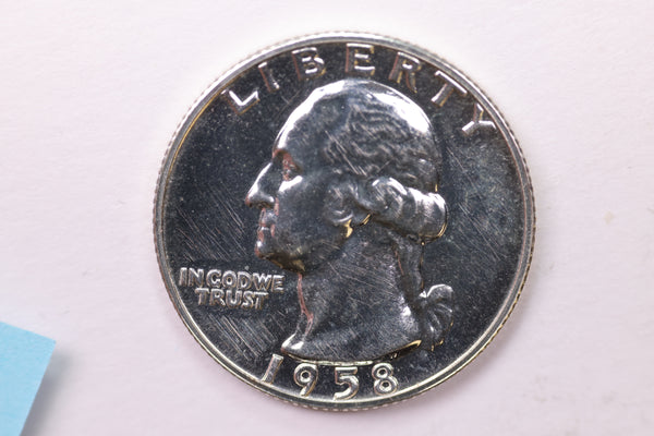 1958 Proof Washington Silver Quarter, Affordable Uncirculated Collectible Coin. Sale #0353623