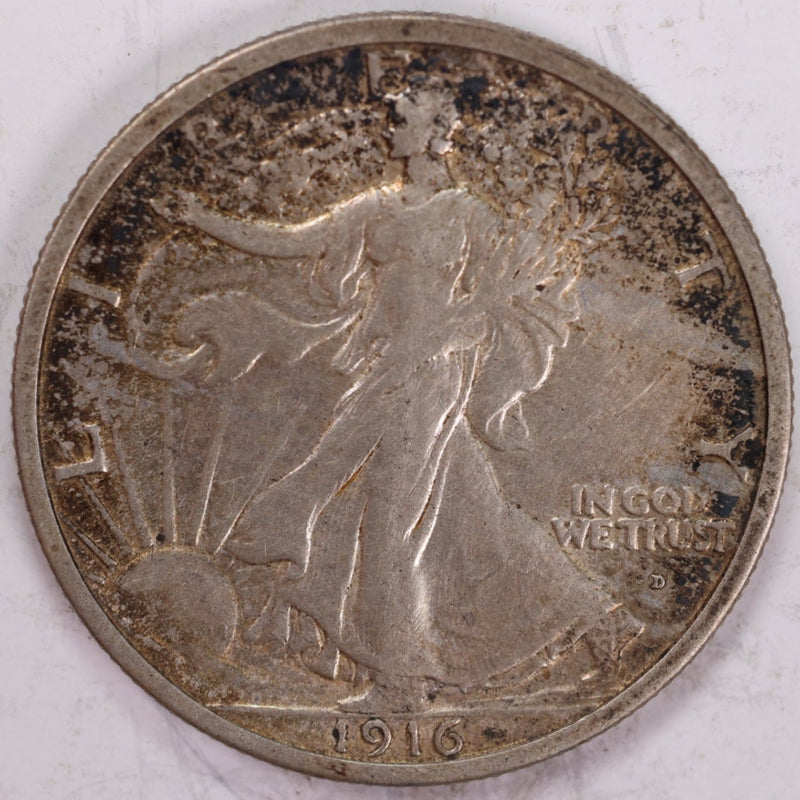 1916-D Walking Liberty Half Dollar, Very Fine Circulated Coin, Store