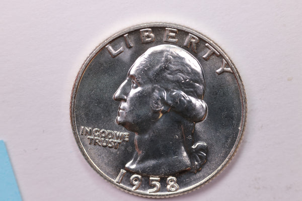 1958-D Washington Silver Quarter, Affordable Uncirculated Collectible Coin. Sale #0353624