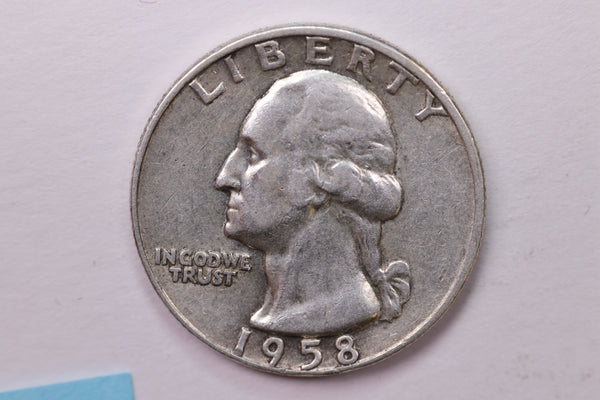 1958-D Washington Silver Quarter, Affordable Circulated Collectible Coin. Sale #0353626
