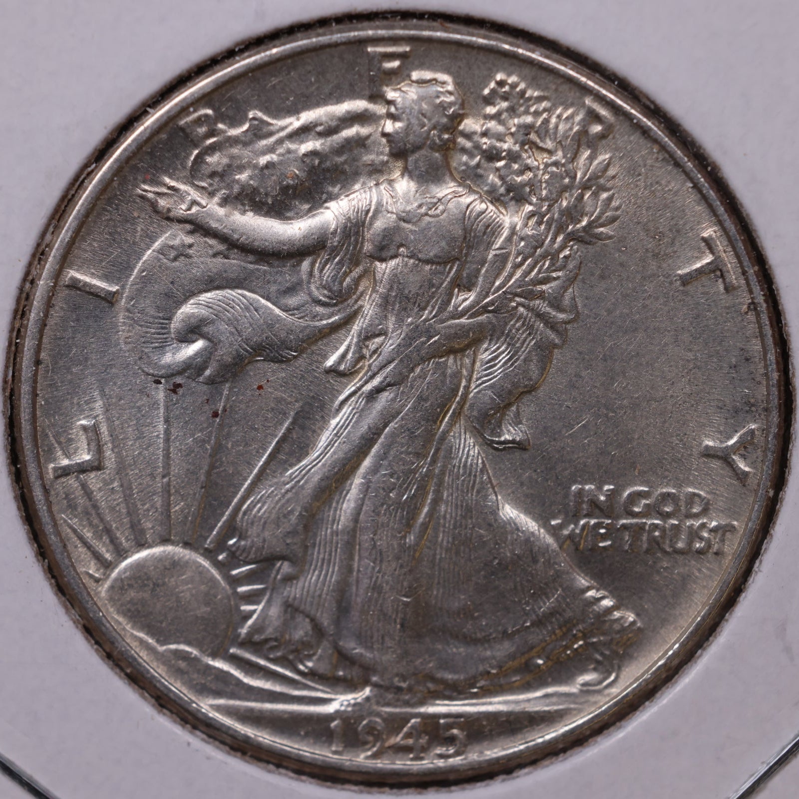 1945 Walking Liberty Half Dollar, About Uncirculated Coin, Store #HR414
