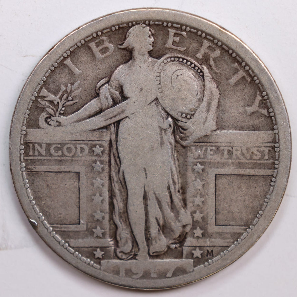 1917-D Standing Liberty Silver Quarter., Type-1, Very Fine Circulated Coin., Store #QR0277.