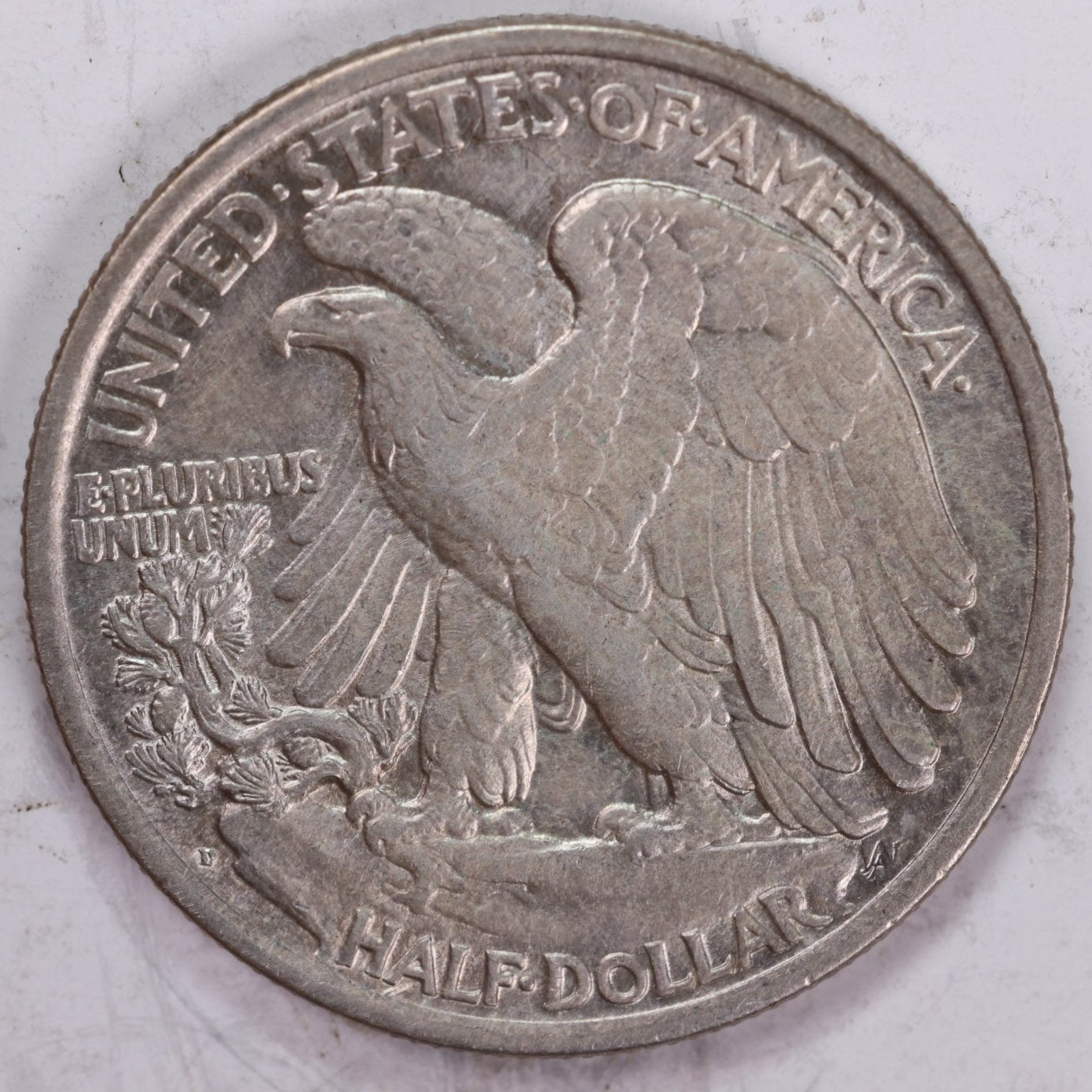 1917-D (REV) Walking Liberty Half Dollar, About Uncirculated., Slider., Store #HR439