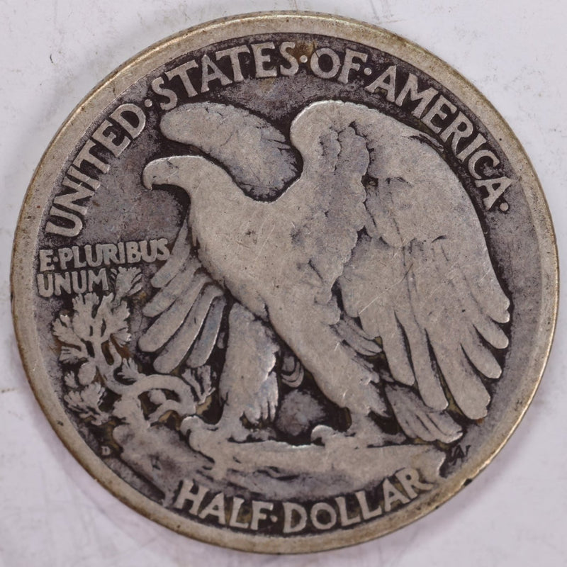 1917-D (rev) Walking Liberty Half Dollar, Very Good+ Circulated Coin, Store