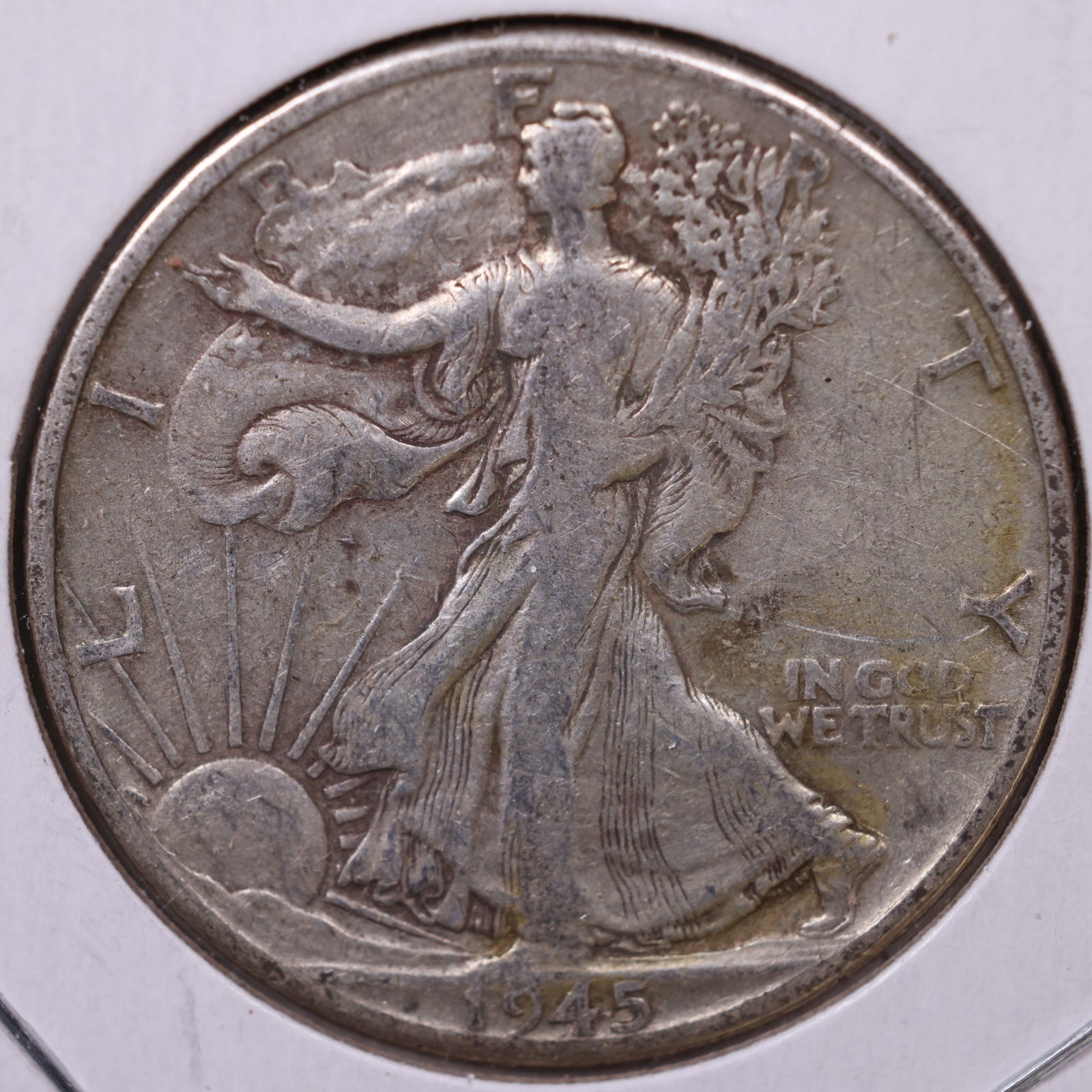 1945-D Walking Liberty Half Dollar, Fine Circulated Coin, Store #HR440