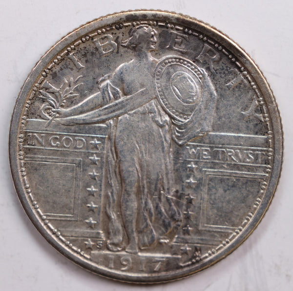 1917-S Standing Liberty Quarter., Type-1, Extra Fine Circulated Coin., Store #QR0280.