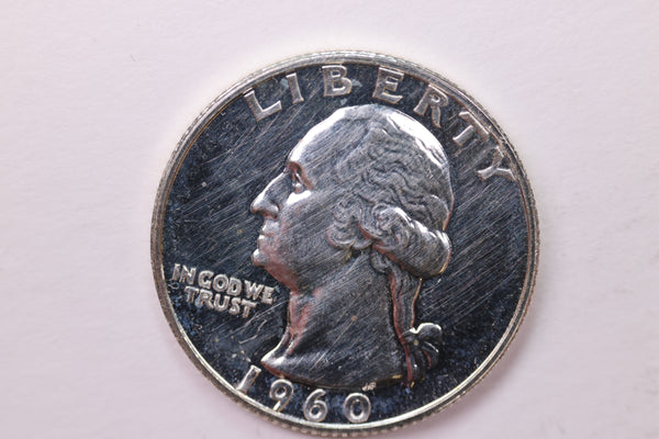 1960 Proof Washington Silver Quarter, Affordable Circulated Collectible Coin. Sale #0353635