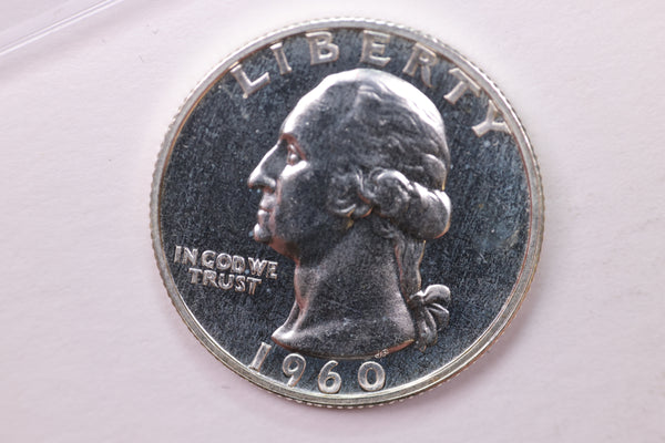 1960 Proof Washington Silver Quarter, Affordable Circulated Collectible Coin. Sale #0353636