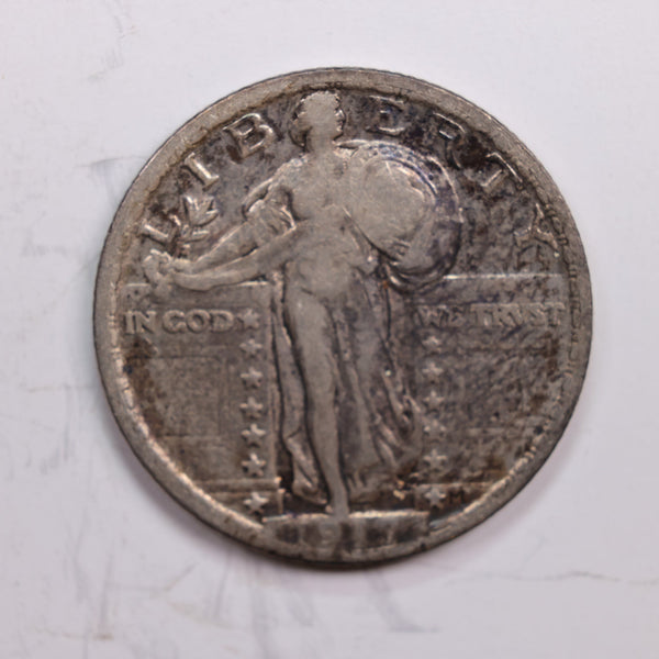 1917 Standing Liberty Quarter., T-2, Very Fine Circulated Coin., Store #QR0282.