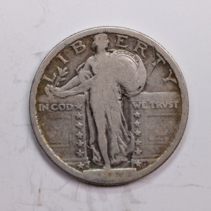 1917-D Standing Liberty Quarter., T-2, Very Good Circulated Coin., Store