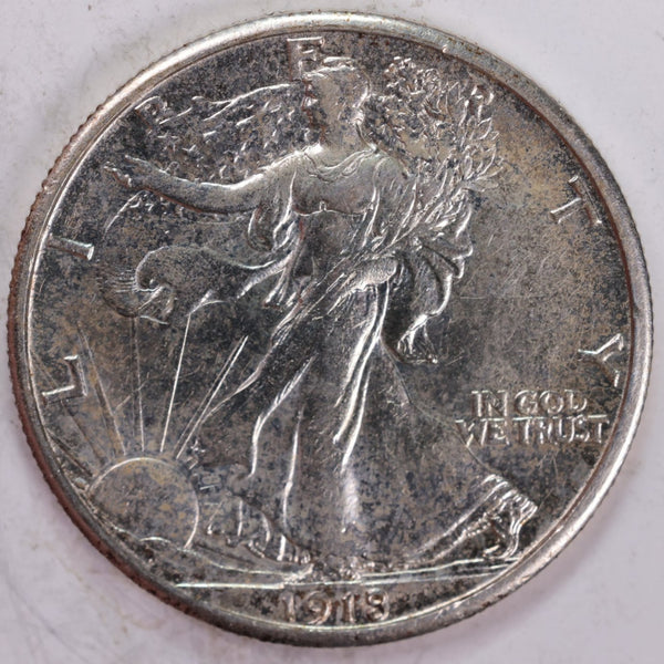 1918-S Walking Liberty Half Dollar, About Uncirculated Coin, Nice Slider, Store #H918S02)