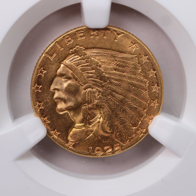 1925-D $2.50 Gold Indian., NGC Certified., Affordable Collectible Coins. Sale