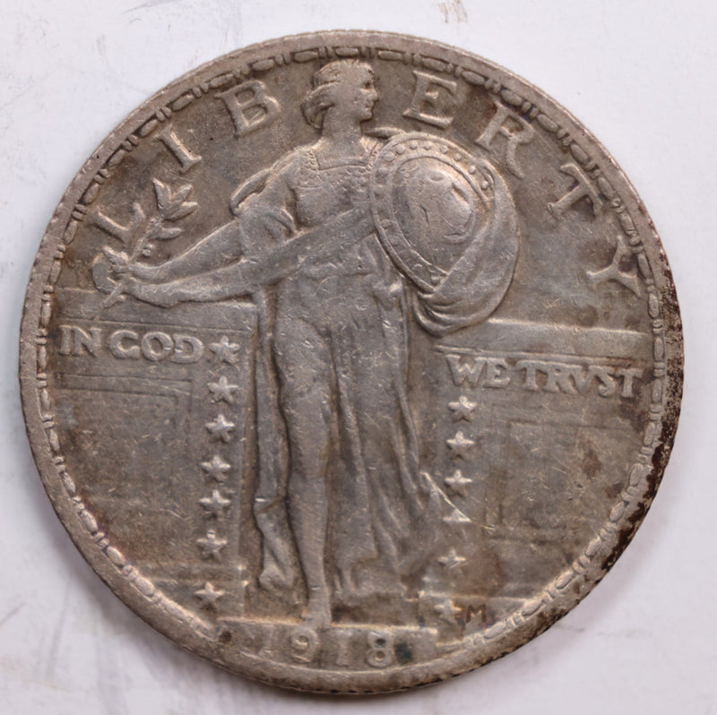 1918 Standing Liberty Quarter., Extra Fine+., Circulated Coin., Store