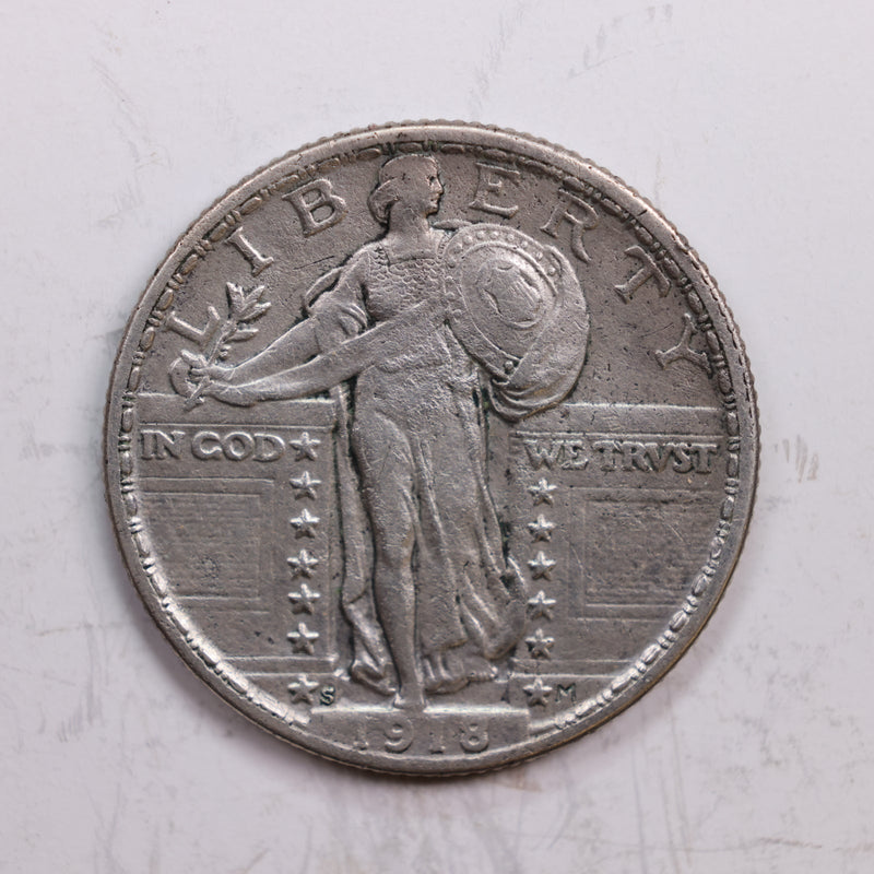 1918-S Standing Liberty Quarter., Extra Fine., Circulated Coin., Store