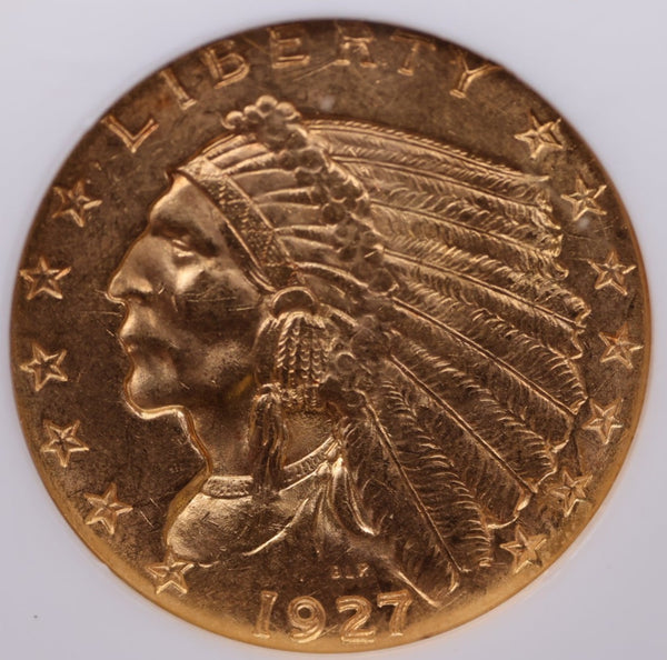 1927 $2.50 Gold Indian., NGC Certified., Affordable Collectible Coins. Sale #353965