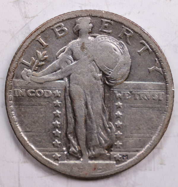 1919 Standing Liberty Quarter., Very Good., Circulated Coin., Store #QR0293.