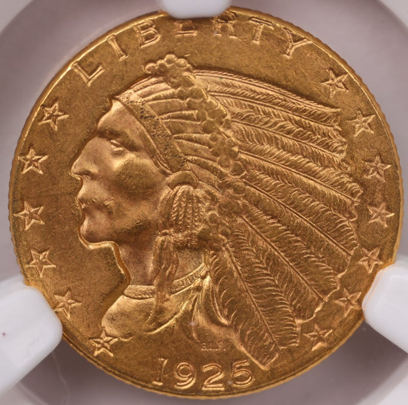 1925-D $2.50 Gold Indian., NGC Certified., Affordable Collectible Coins. Sale