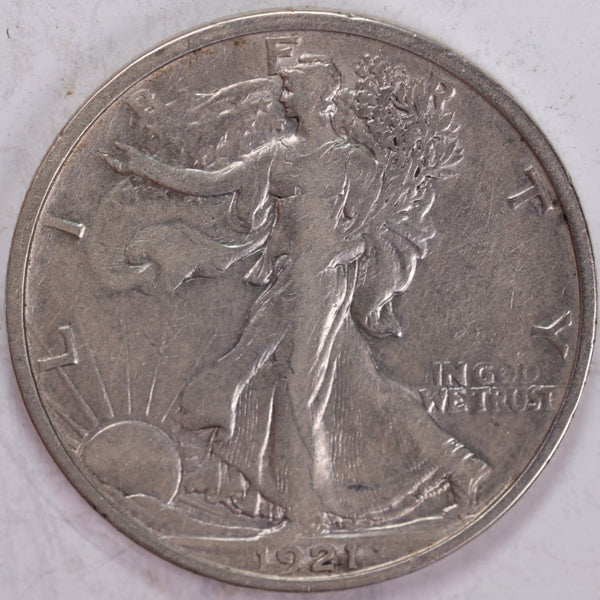 1921 Walking Liberty Half Dollar, Very Fine Circulated Coin, Store #H921.01