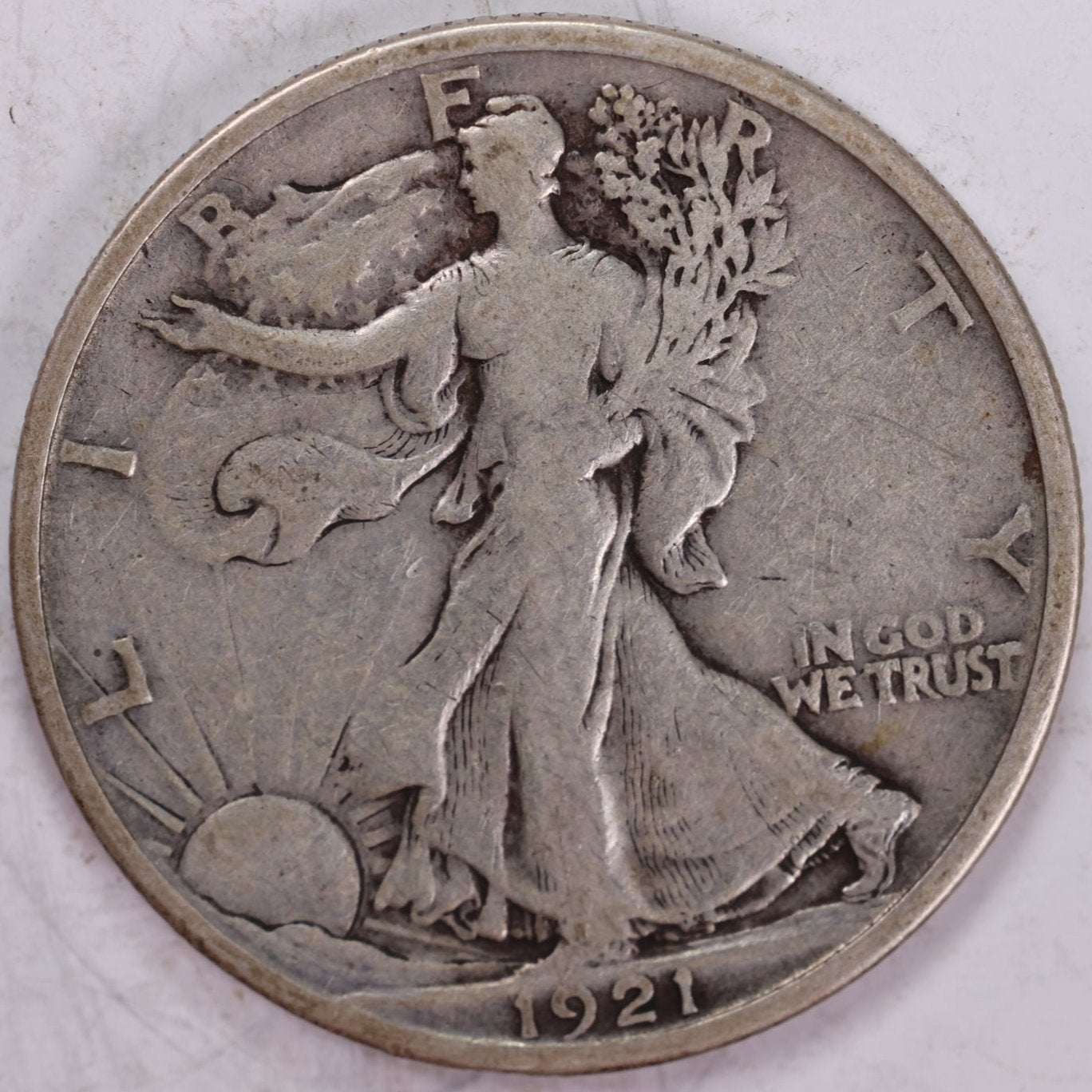 1921-D Walking Liberty Half Dollar, Fine+ Circulated Coin, Store #HR1809