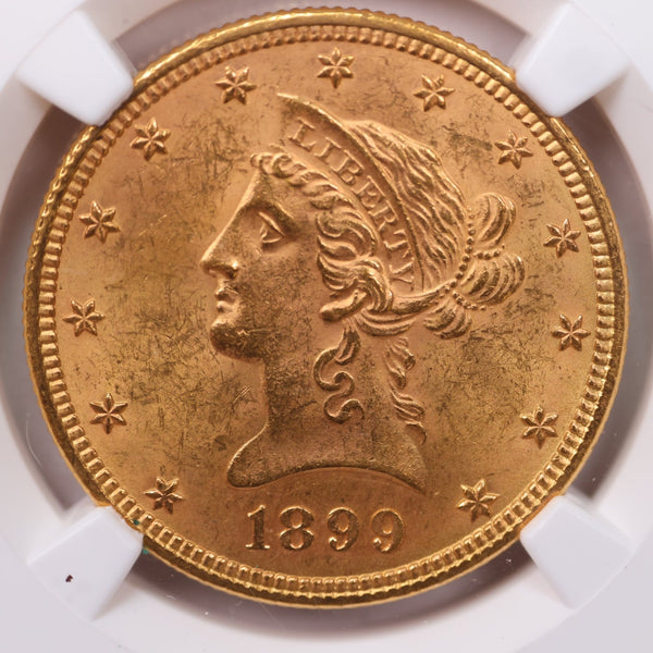 1899 $10., Gold Liberty., NGC Certified., Affordable Collectible Coins. Sale #353971