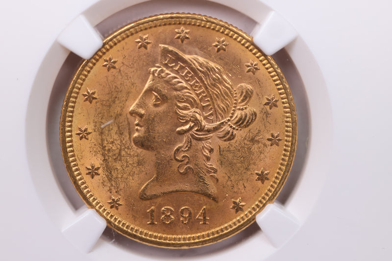 1894 $10., Gold Liberty., NGC Certified., Affordable Collectible Coins. Sale