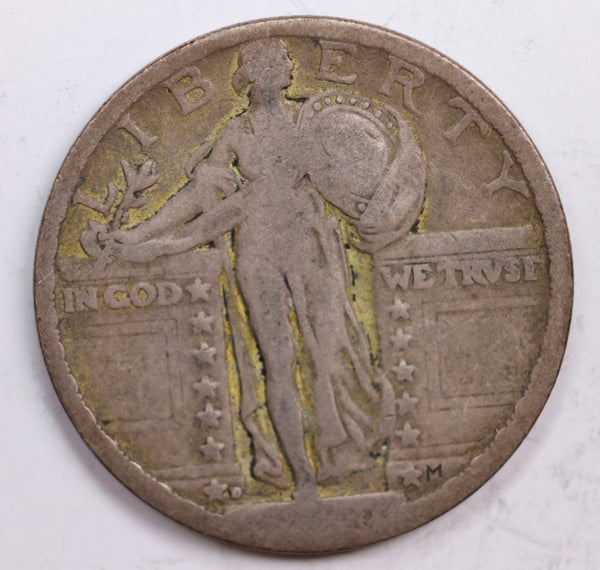 1920-D Standing Liberty Quarter., Very Good., Circulated Coin., Store #QR0303.