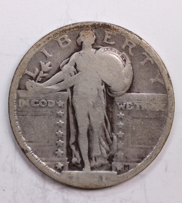 1921 Standing Liberty Quarter., Fine., Circulated Coin., Store #QR0307.