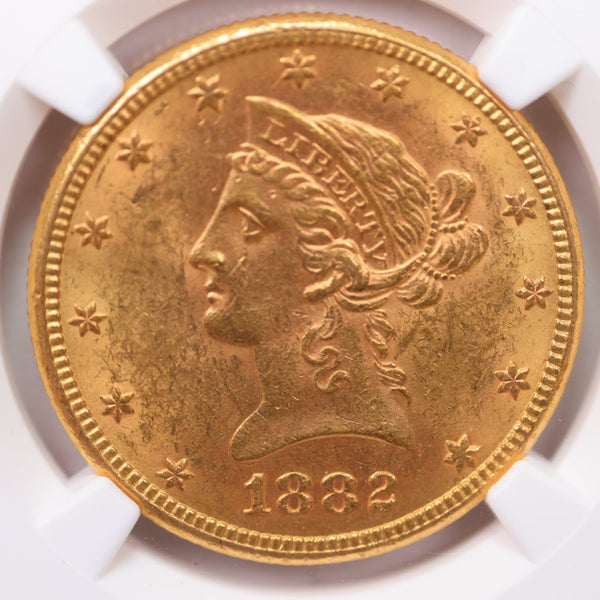 1882 $10., Gold Liberty., NGC Certified., Affordable Collectible Coins. Sale #353975