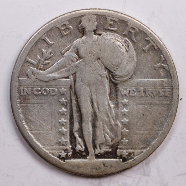 1923-S Standing Liberty Quarter., Very Good., Circulated Coin., Store #QR0311.
