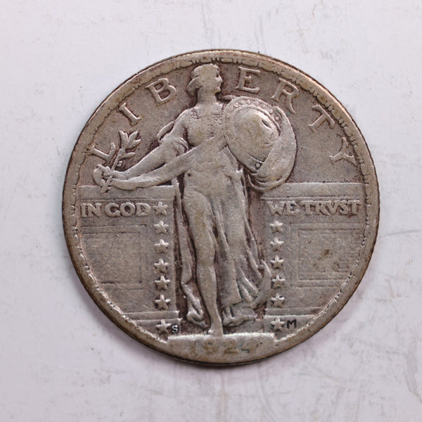 1924-S Standing Liberty Quarter., Very Fine., Circulated Coin., Store #QR0317.